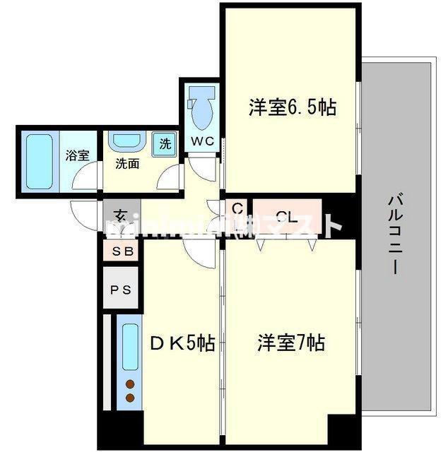 CITY SPIRE難波プレミア(2DK/7階)の間取り写真