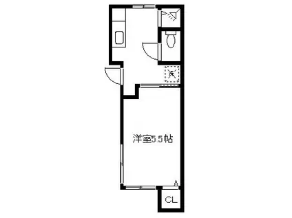 ルーベル松が丘(1K/2階)の間取り写真