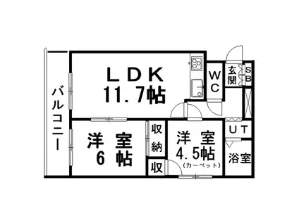 富士マンション浪花(2LDK/4階)の間取り写真