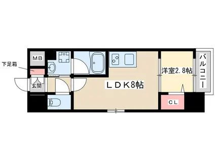 フォーチュニー江坂2(1LDK/5階)の間取り写真