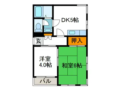 サンライズハヤシ(2DK/2階)の間取り写真