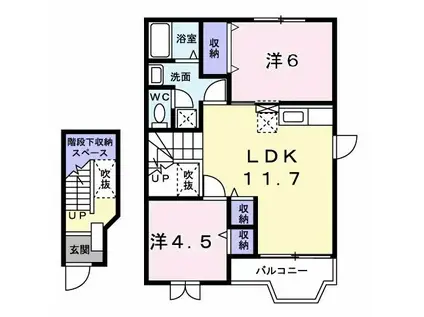 ロワジールA(2LDK/2階)の間取り写真