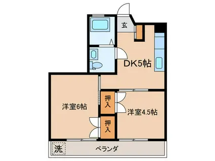 ボンマ-トビル(2DK/2階)の間取り写真