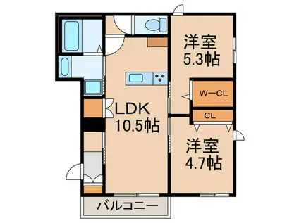 COSTA NAKAMEGURO(2LDK/2階)の間取り写真