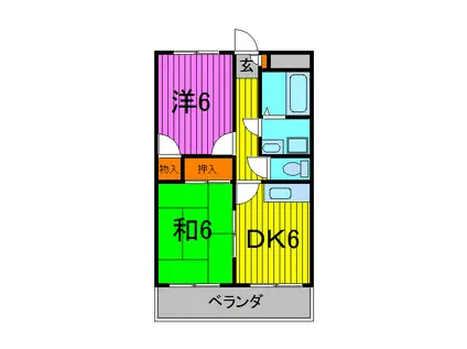 ホープフルマンション(2DK/4階)の間取り写真