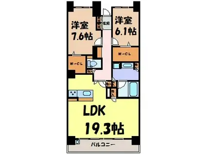 ロイヤルパークス千種(2LDK/11階)の間取り写真