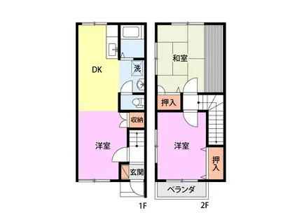 シャルム堤II A(2LDK/1階)の間取り写真