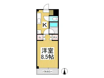 泰斗マンション(1K/3階)の間取り写真