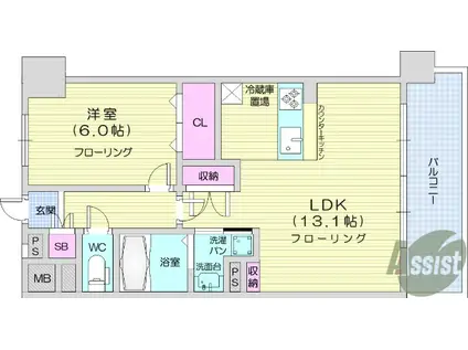 シエナ仙台Ⅲ(1LDK/4階)の間取り写真