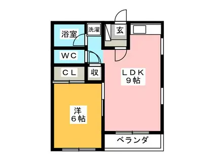 フラットピュア(1LDK/2階)の間取り写真