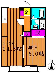 リバーサイド金光(1LDK/2階)の間取り写真