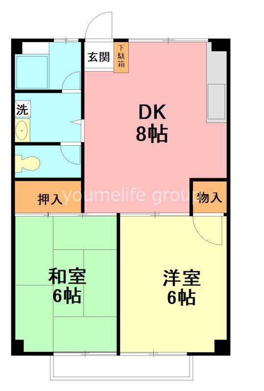 フォレストシュライン(2DK/2階)の間取り写真
