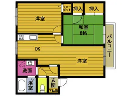 グリンパル祇園(3DK/1階)の間取り写真