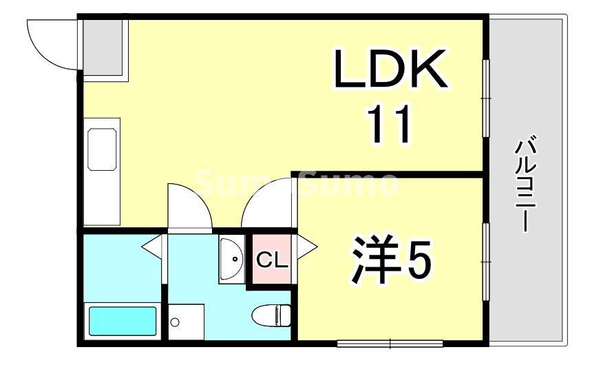 寿ハイツ(1LDK/4階)の間取り写真