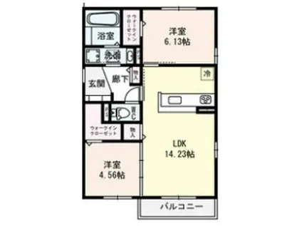 エーデル自由丘III(2LDK/2階)の間取り写真