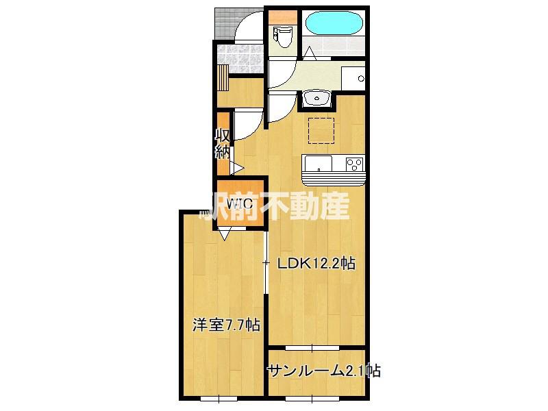 リヴァーサイド・フィオーレIII(1LDK/1階)の間取り写真