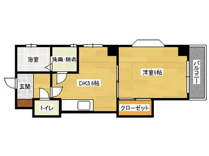 キャッスルバレー(1DK/2階)の間取り写真