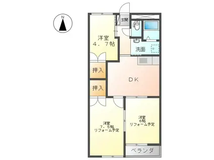 ロイヤルレジデンス六ツ暮(3DK/2階)の間取り写真