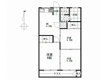 服部マンション(3DK/2階)の間取り写真