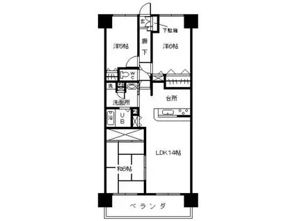 チサンマンション桃見台(3LDK/14階)の間取り写真