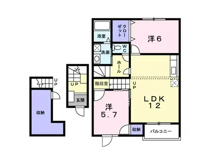 マノワール・ヴェールVI(2LDK/2階)の間取り写真