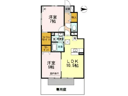 D-ROOM内原A棟(2LDK/1階)の間取り写真