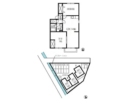 カーサ・ティエラIII(2LDK/2階)の間取り写真