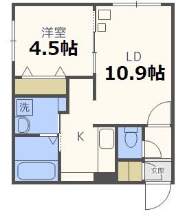 プランドール美園(1LDK/1階)の間取り写真