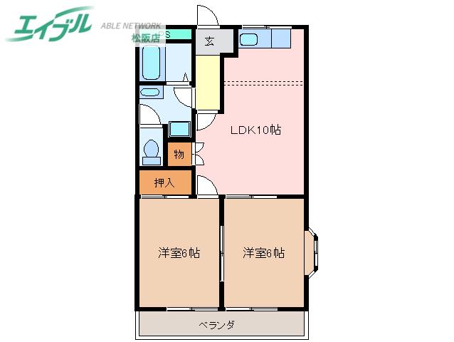 フォンテーヌ(2LDK/1階)の間取り写真