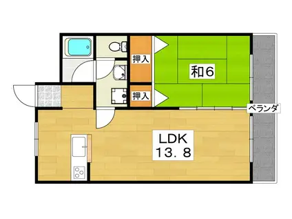 ウインド・ヒル香里I(1LDK/5階)の間取り写真