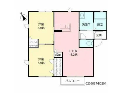 シャーメゾン  SHINE(2LDK/2階)の間取り写真