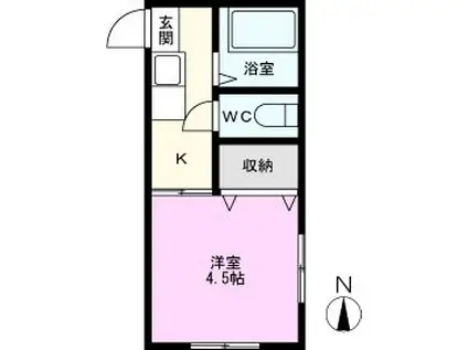 ボヌール東越谷(1K/2階)の間取り写真