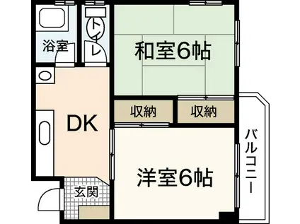 CALM吉島(2DK/4階)の間取り写真