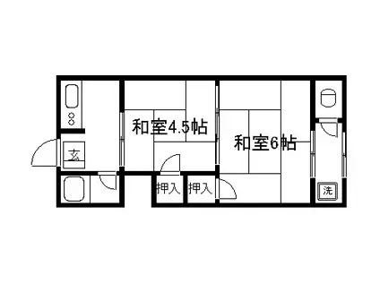 ハイツ白龍(2K/1階)の間取り写真