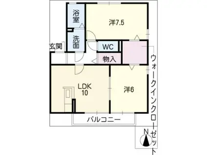 カトルセゾンB(2LDK/2階)の間取り写真