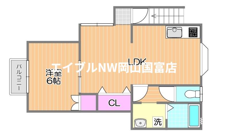 メゾン桜4号棟(1LDK/2階)の間取り写真