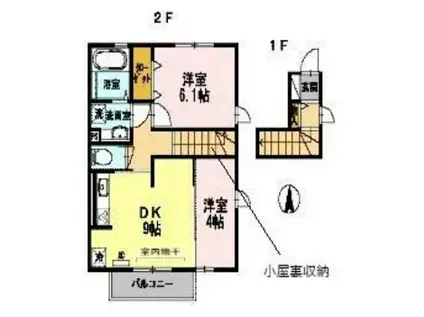 アウグーリオカーサ(2DK/2階)の間取り写真