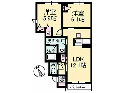 シャーメゾンイズスクエアエクセル(2LDK/1階)の間取り写真