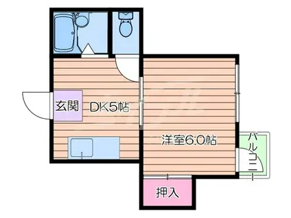 エヴリィワン(1DK/2階)の間取り写真