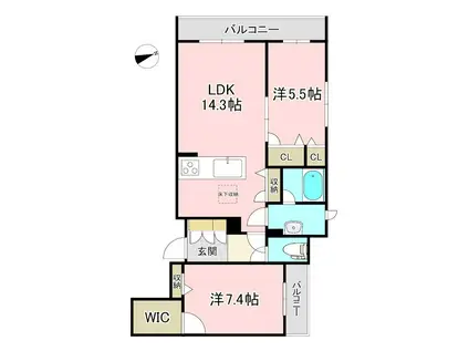 シャーメゾン ノア(2LDK/3階)の間取り写真