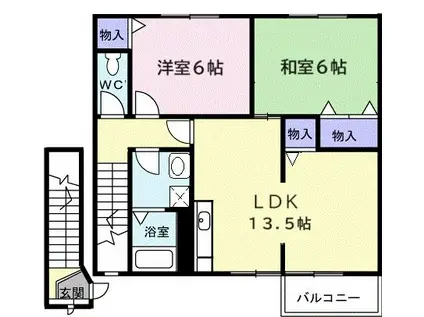 ポム・ド・テール(2LDK/2階)の間取り写真