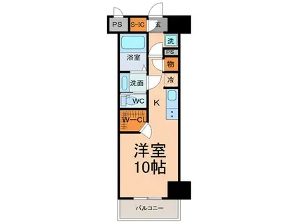 ザ・パークハビオ名古屋松原(ワンルーム/8階)の間取り写真