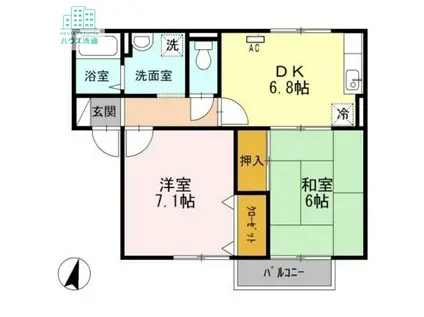 ベルメゾン藤(2DK/2階)の間取り写真