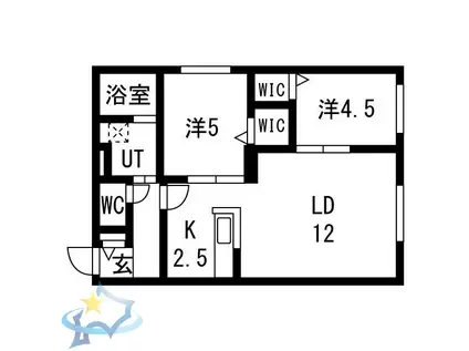 ASUNTO(2LDK/2階)の間取り写真
