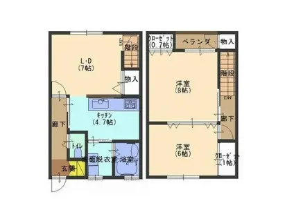 ディールハウスII(2LDK/1階)の間取り写真