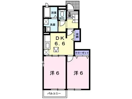 ラベンダーヒル(2DK/1階)の間取り写真