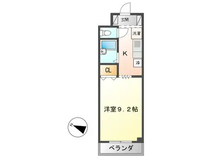 シャトーふじや(1K/4階)の間取り写真