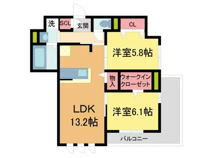 メゾン・ド・プティエル今津(2LDK/2階)の間取り写真