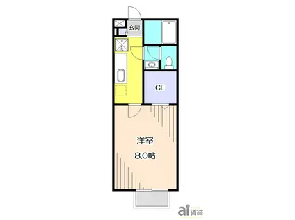 クレセール(1K/1階)の間取り写真