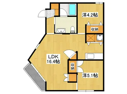 PARK HILLS OYAKE VILLA 3(2LDK/3階)の間取り写真
